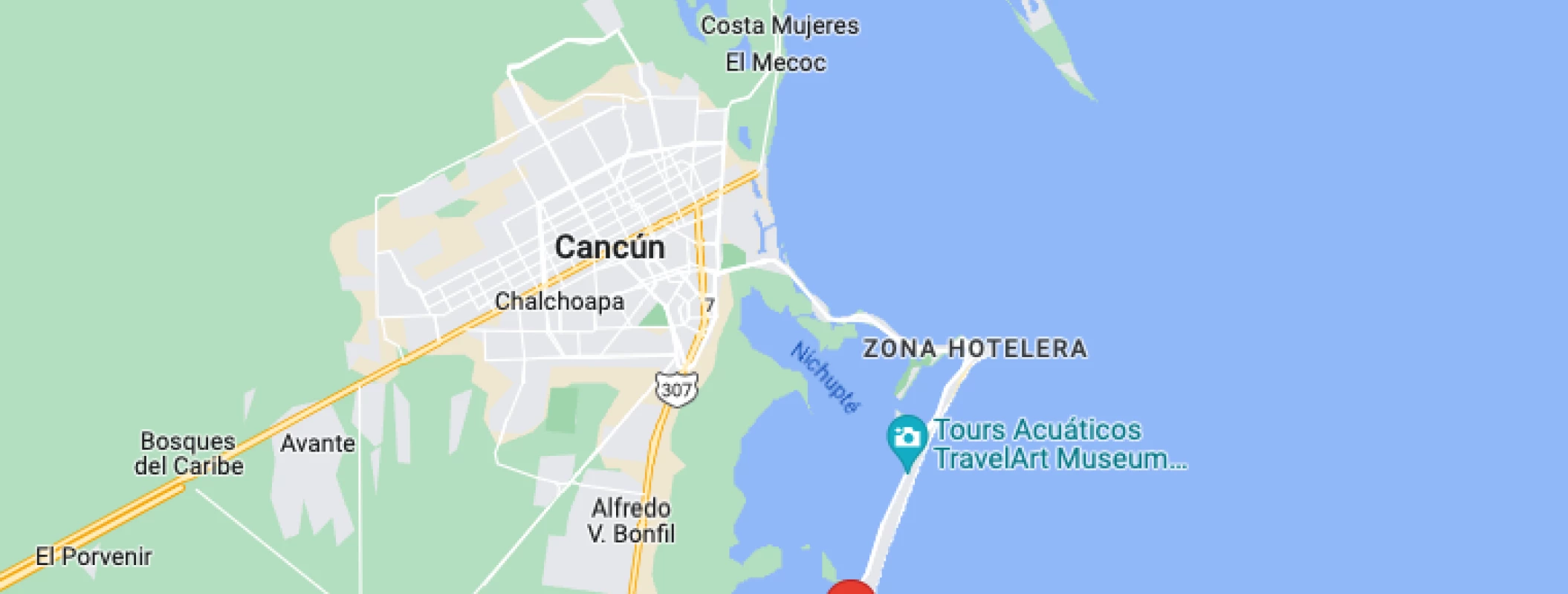 Google maps of Now Emerald Cancun