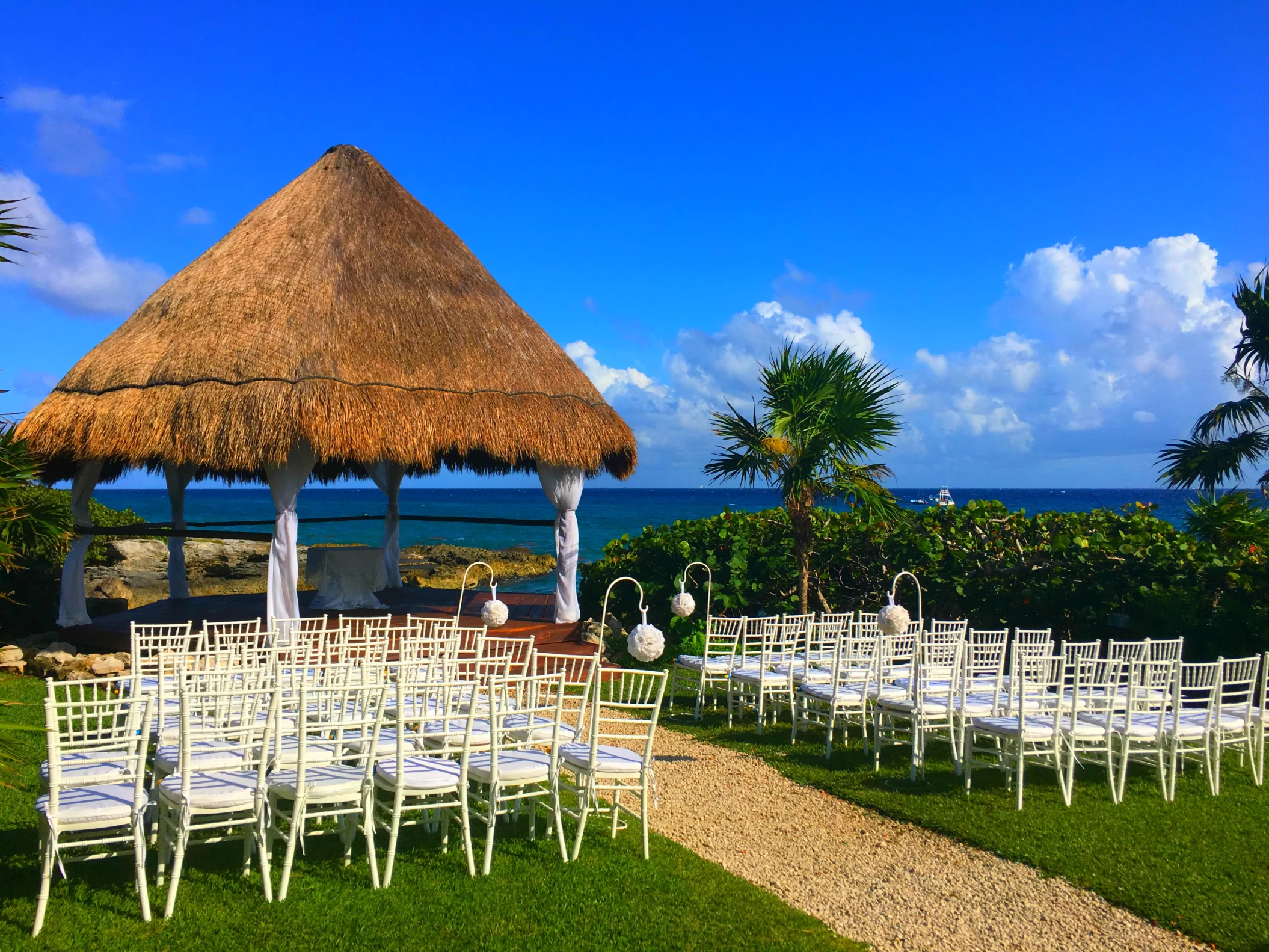 Ceremony decor on garden gazebo at Occidental at Xcaret destination