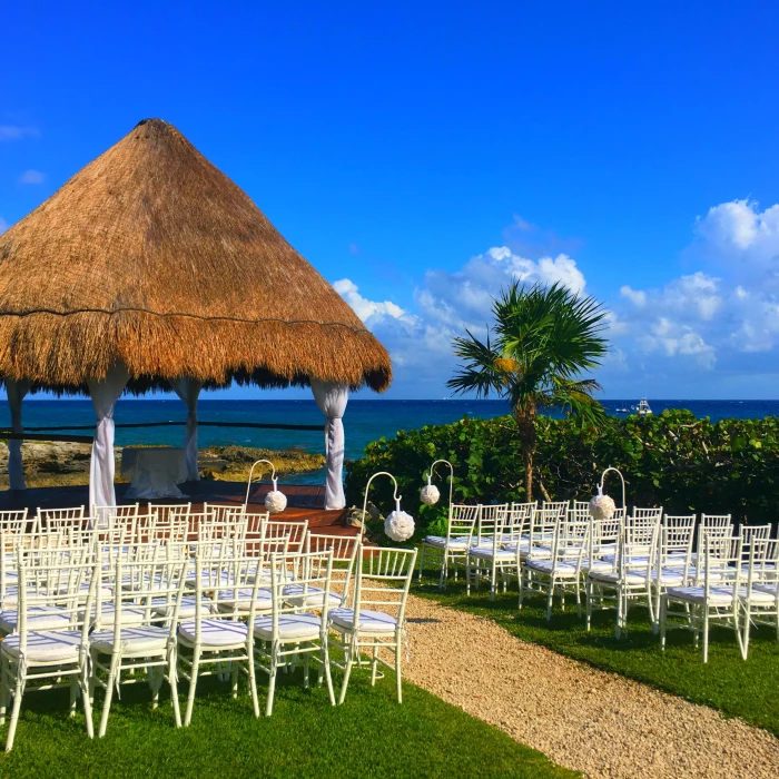 Ceremony decor on garden gazebo at Occidental at Xcaret destination