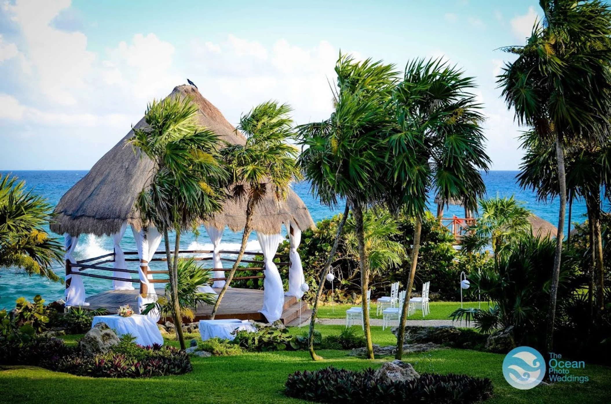 Ceremony decor on garden gazebo at Occidental at Xcaret destination