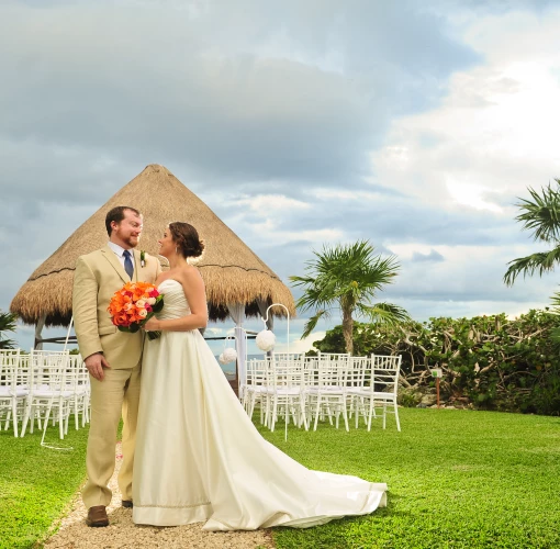 Ceremony decor on garden gazebo at Occidental at Xcaret destination