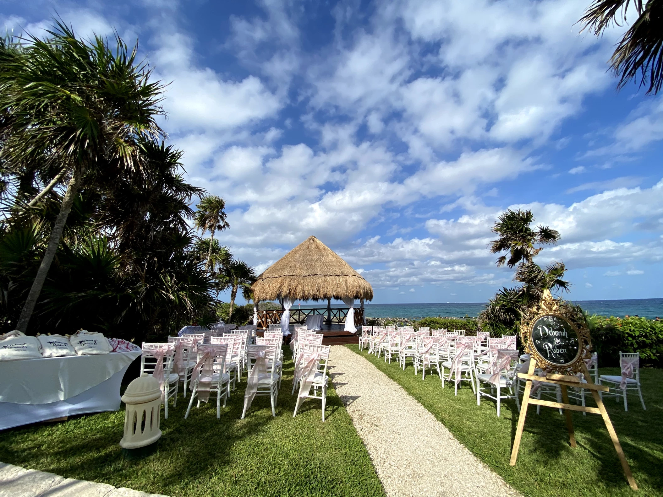 Ceremony decor on garden gazebo at Occidental at Xcaret destination