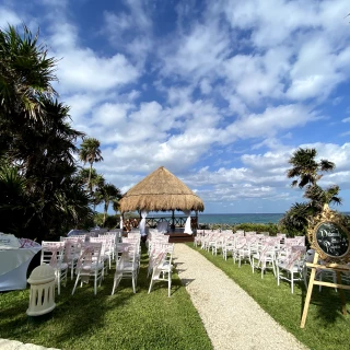 Ceremony decor on garden gazebo at Occidental at Xcaret destination