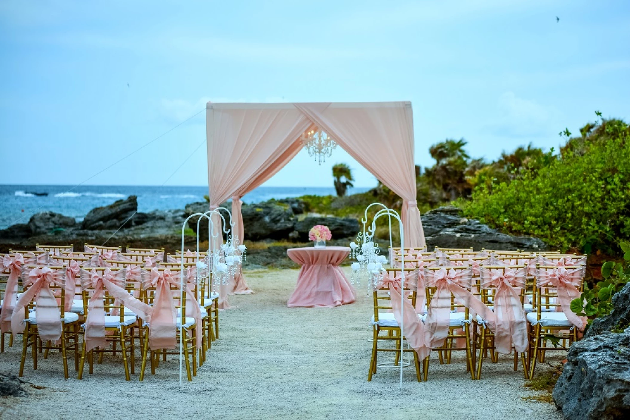 Ceremony decor on the Maya ruins at Occidental at Xcaret Destination