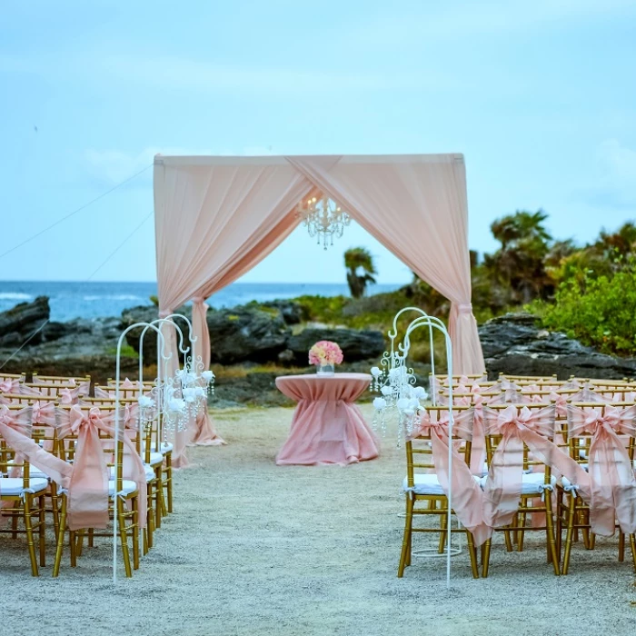 Ceremony decor on the Maya ruins at Occidental at Xcaret Destination