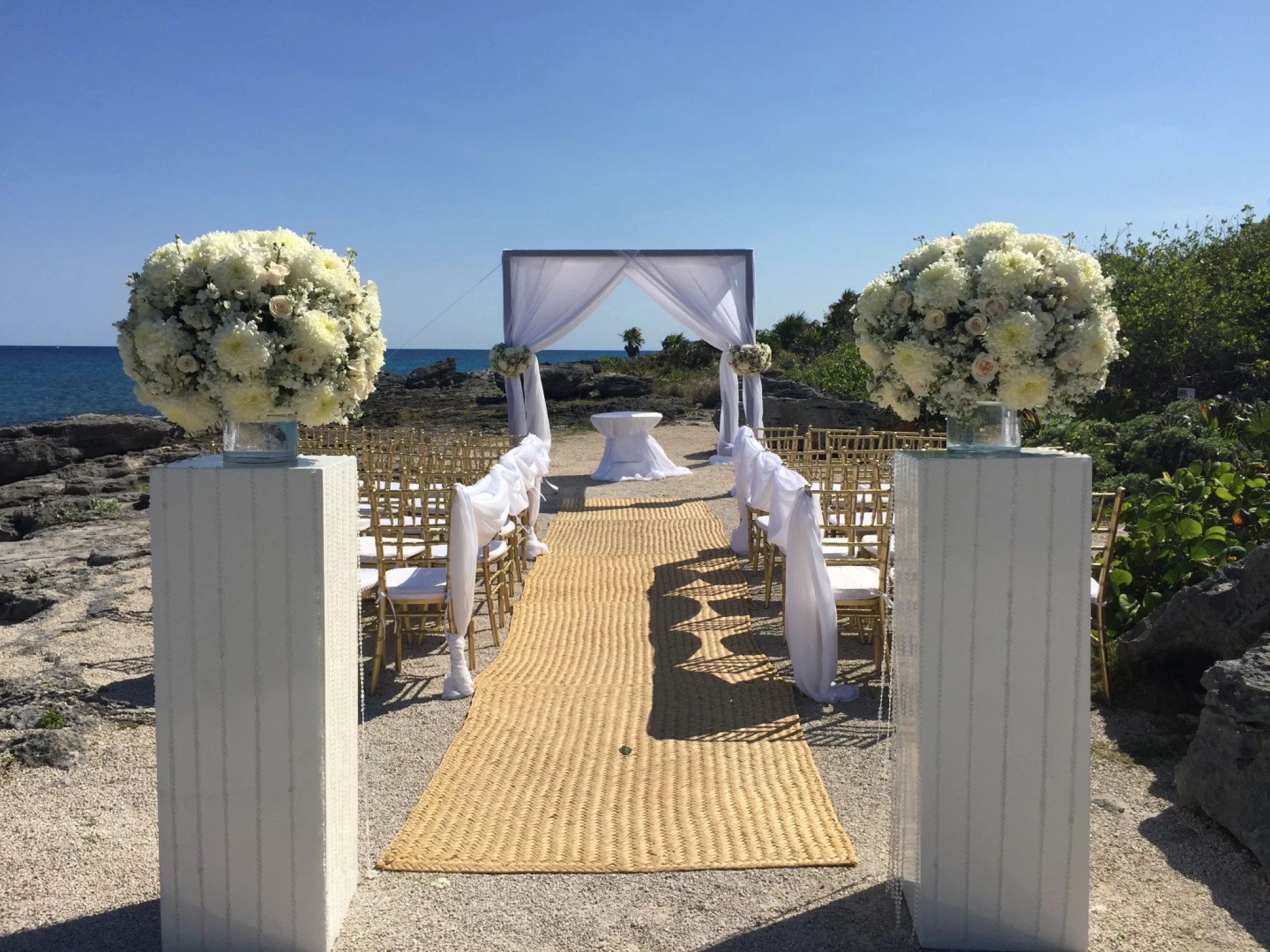 Ceremony decor on the Maya ruins at Occidental at Xcaret Destination