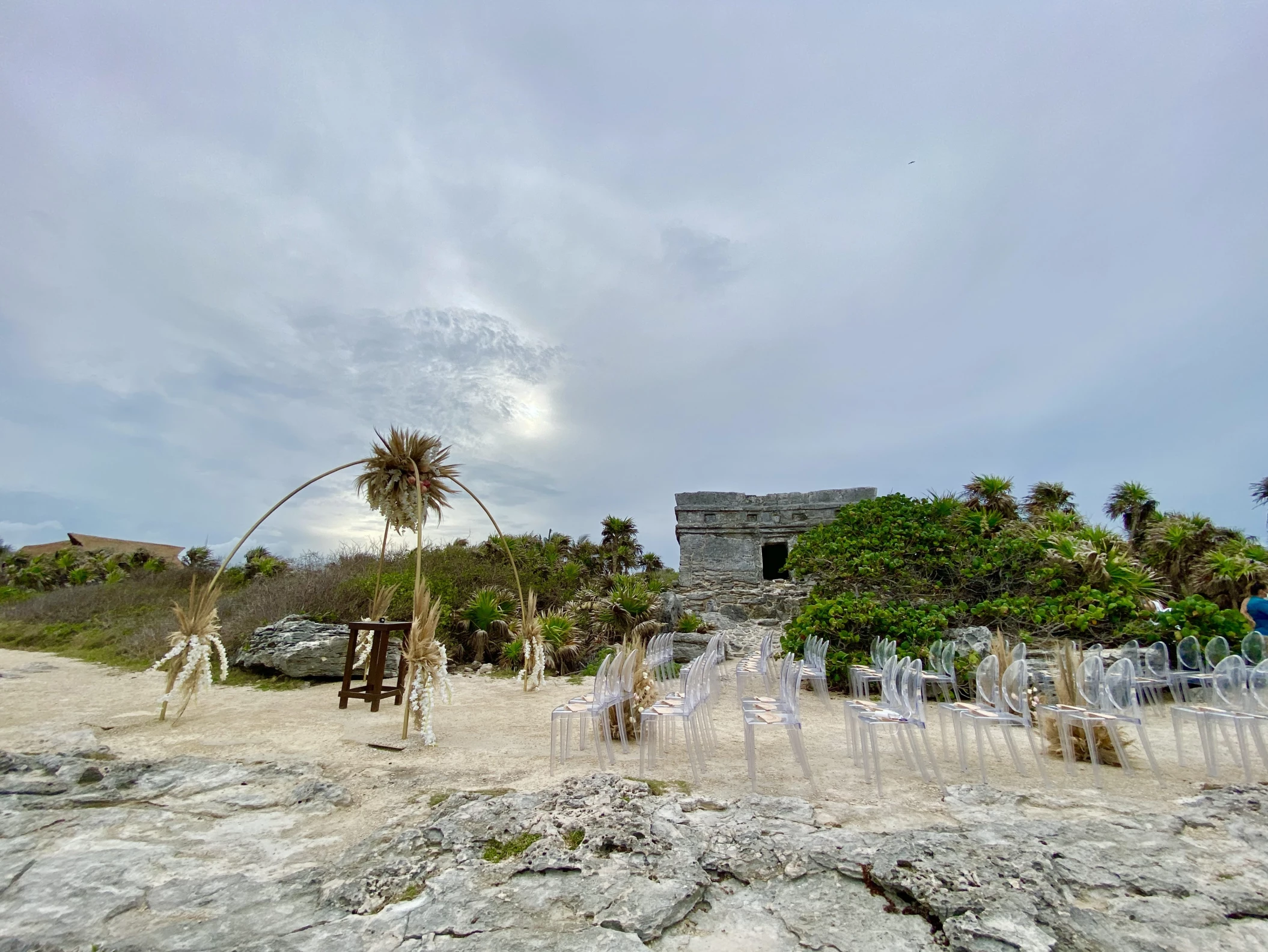 Ceremony decor on the Maya ruins at Occidental at Xcaret Destination