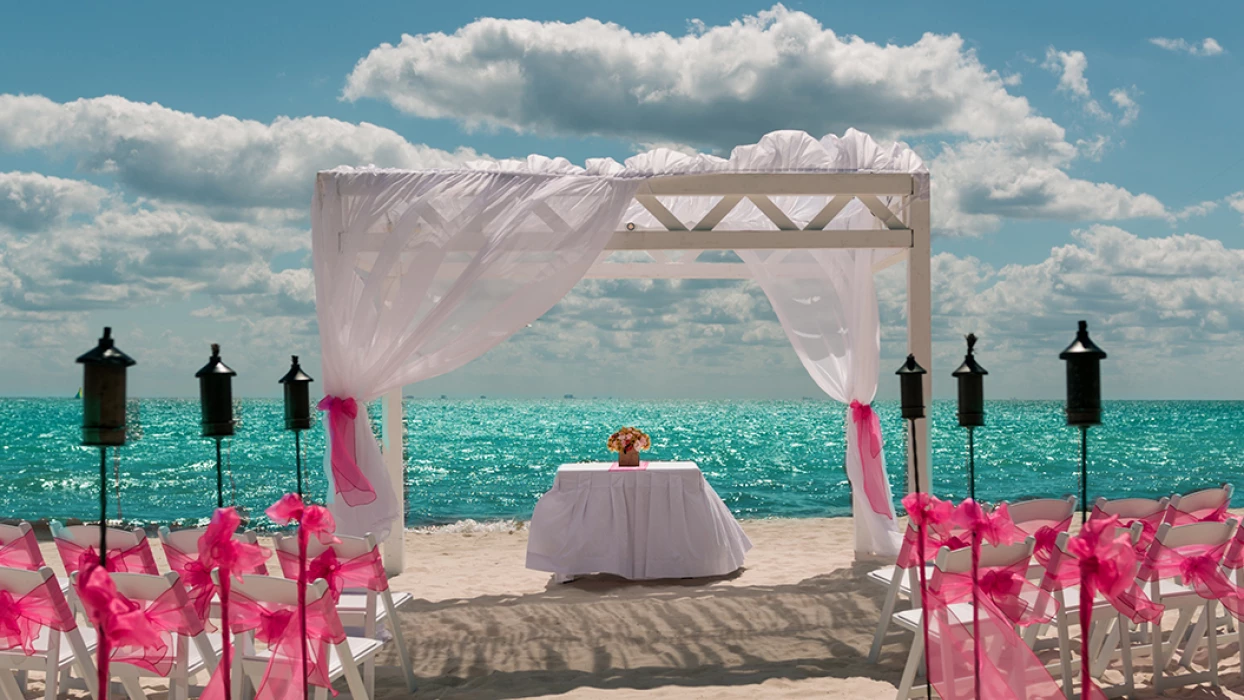 Beach Wedding setup at Ocean Coral & Turquesa Resort