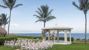 Garden Gazebo wedding setup at Ocean Coral & Turquesa resort.