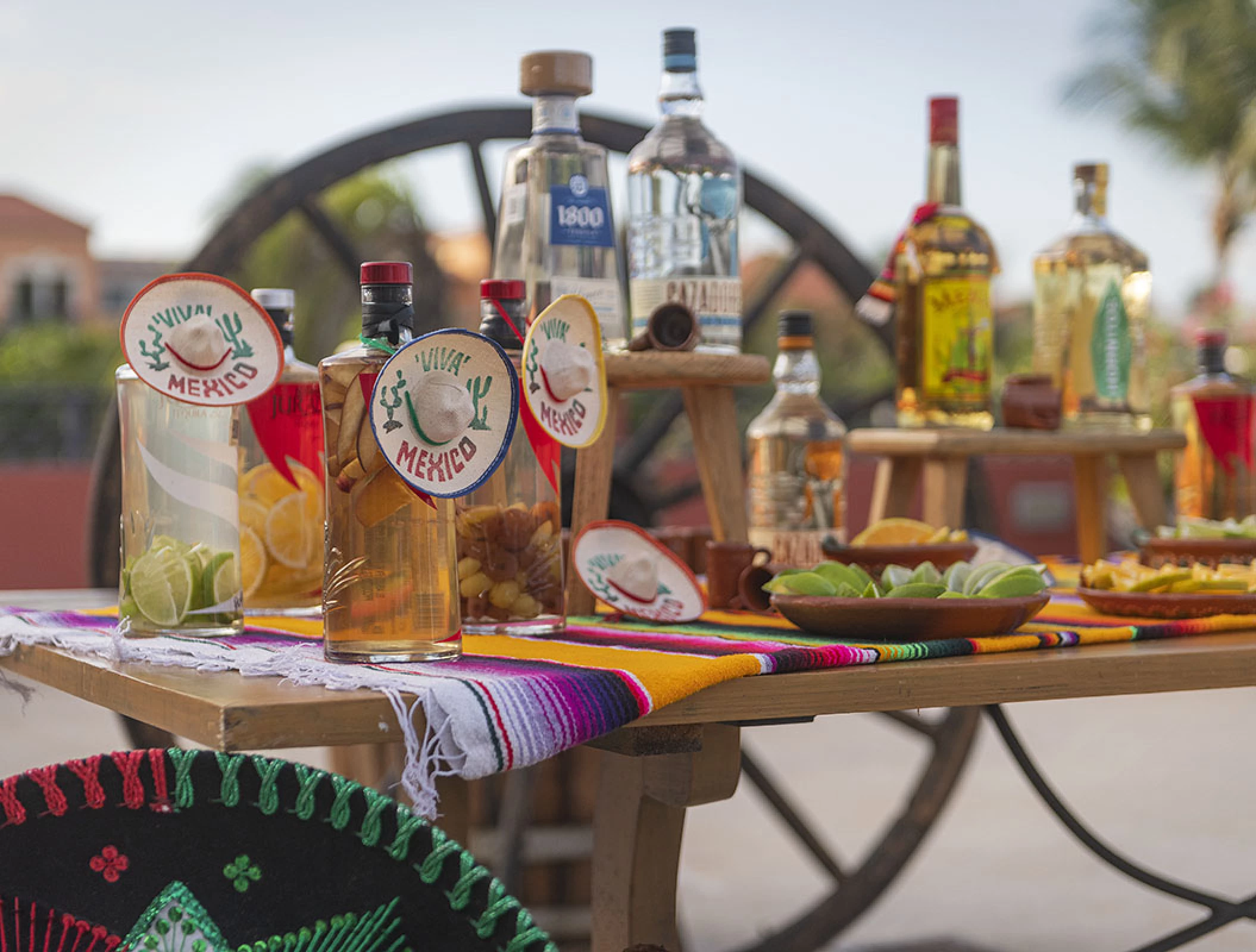 Wedding Mexican reception setup detail at Terrace Venue in Ocean Coral & Turquesa resort.