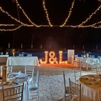 Wedding reception setup on la creperie at Ocean Coral & Turquesa Resort.