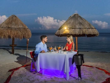 Romantic dinner for the newlyweds.