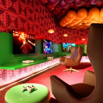 Grand Palladium Costa Mujeres kids play room with videogames