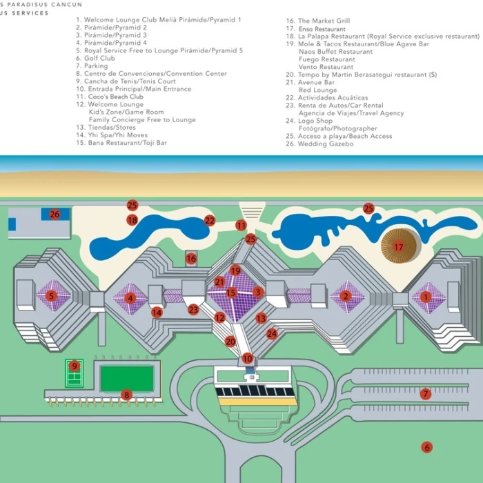 Resort map of Paradisus Cancun