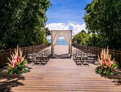 Pradisus Playa del Carmen Wedding ceremony setup at gabi bridge
