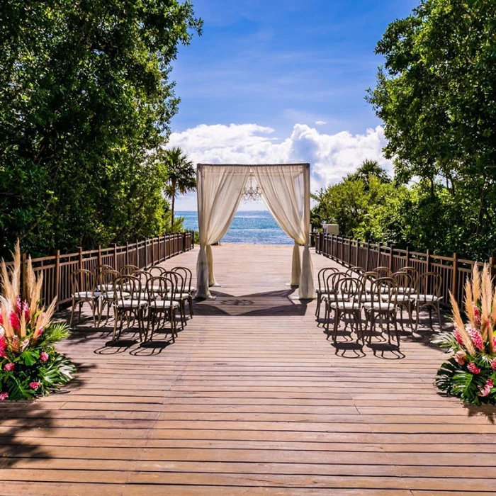 Pradisus Playa del Carmen Wedding ceremony setup at gabi bridge