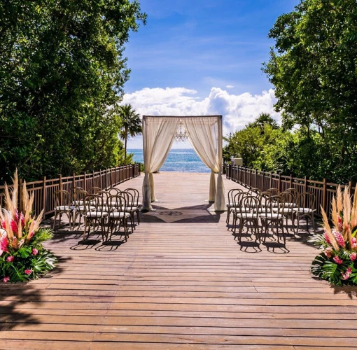 Pradisus Playa del Carmen Wedding ceremony setup at gabi bridge