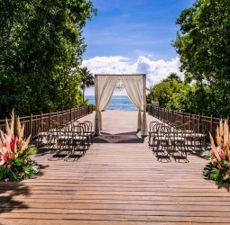 Ceremony decor on gabi bridge wedding venue at Paradisus Playa del carmen
