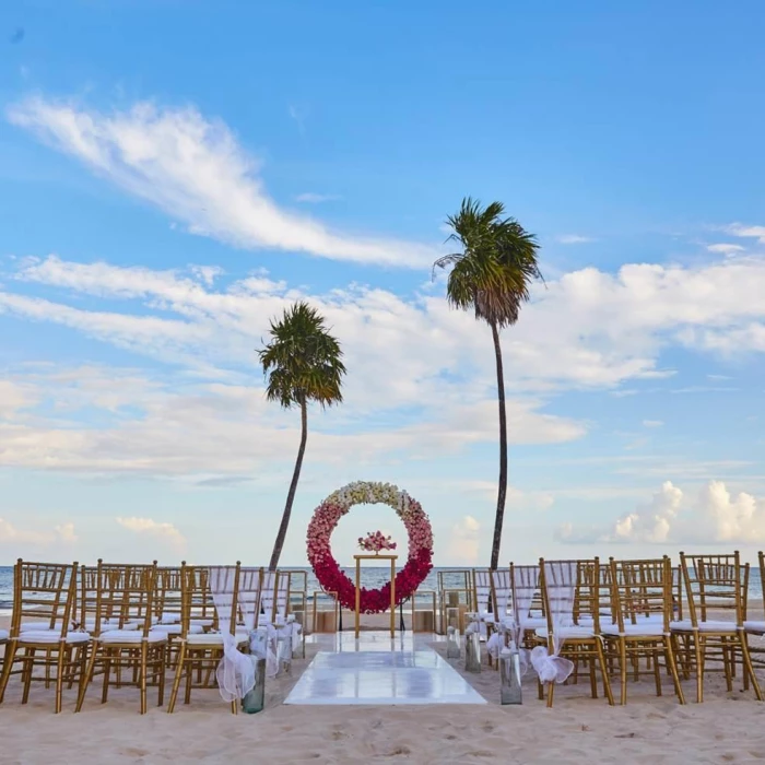 Ceremony decor on north beach at Paradisus Playa del Carmen