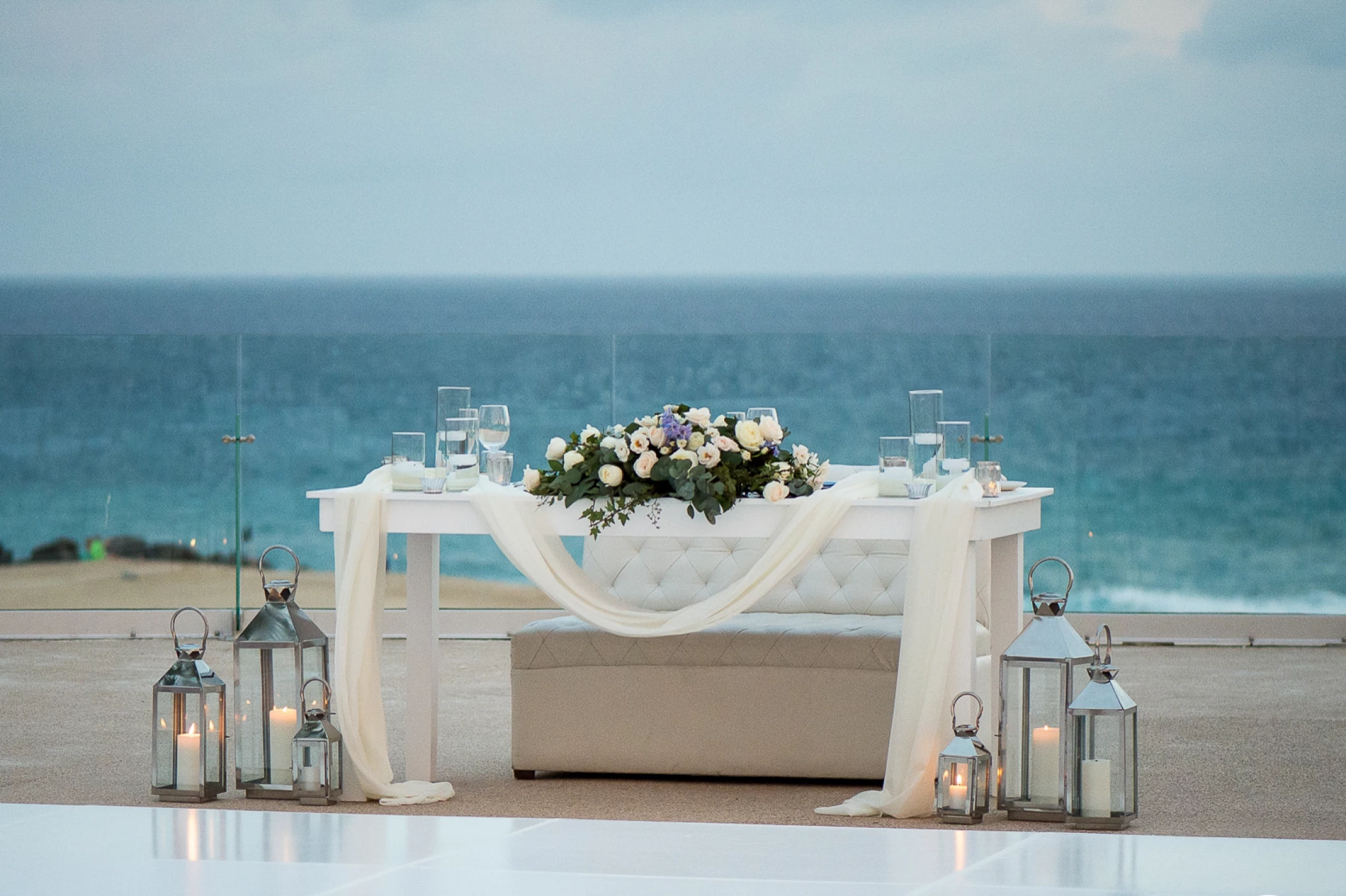 Dinner reception in the ocean terrace at Paradisus Los Cabos