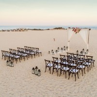 Ceremony decor on the beach venue at Paradisus Los Cabos