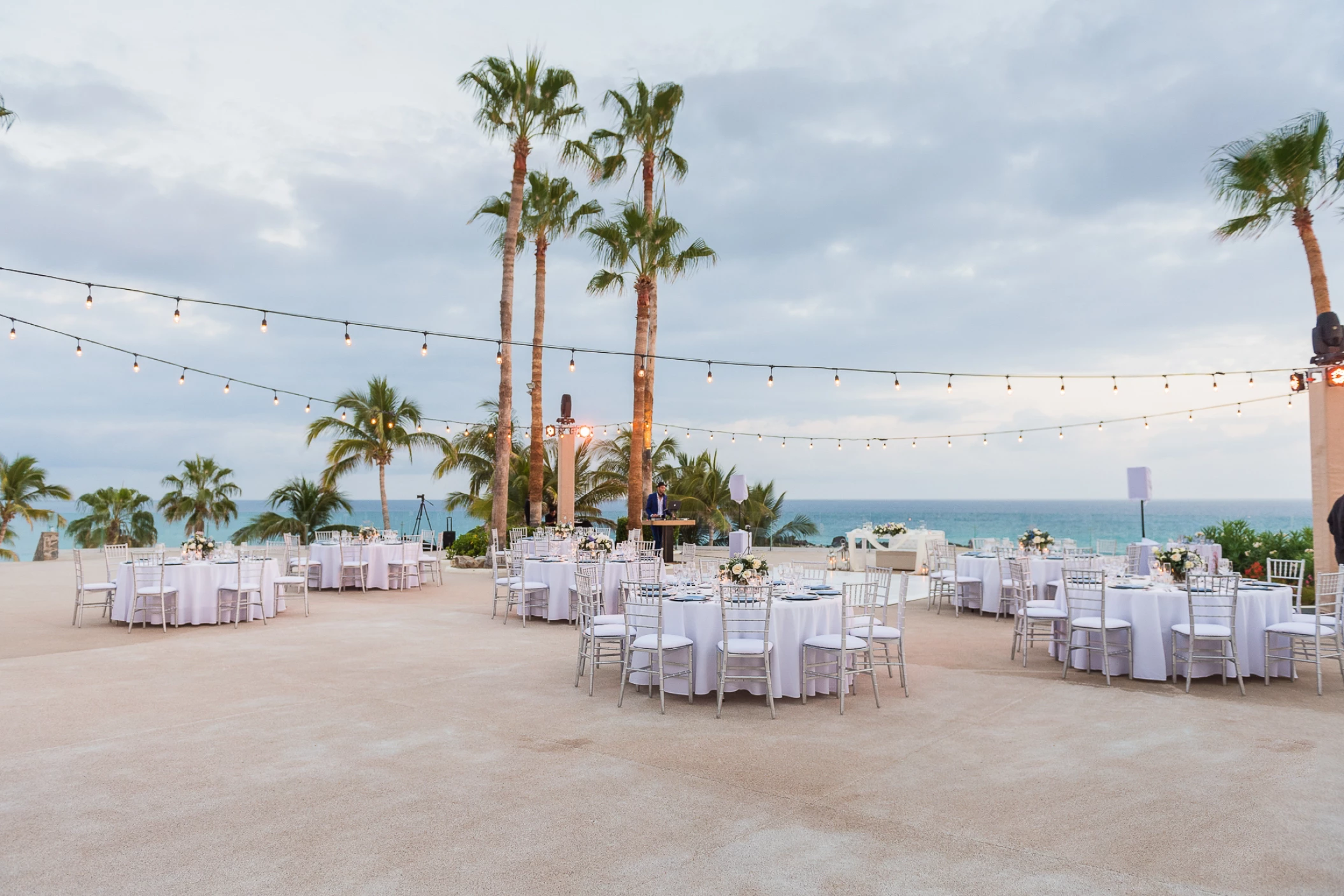 Dinner reception in the ocean terrace at Paradisus Los Cabos