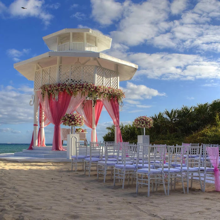 Paradisus La Perla beach wedding venue gazebo with seating