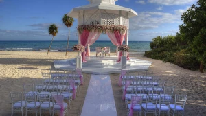 Paradisus La Perla beach wedding gazebo venue with seating