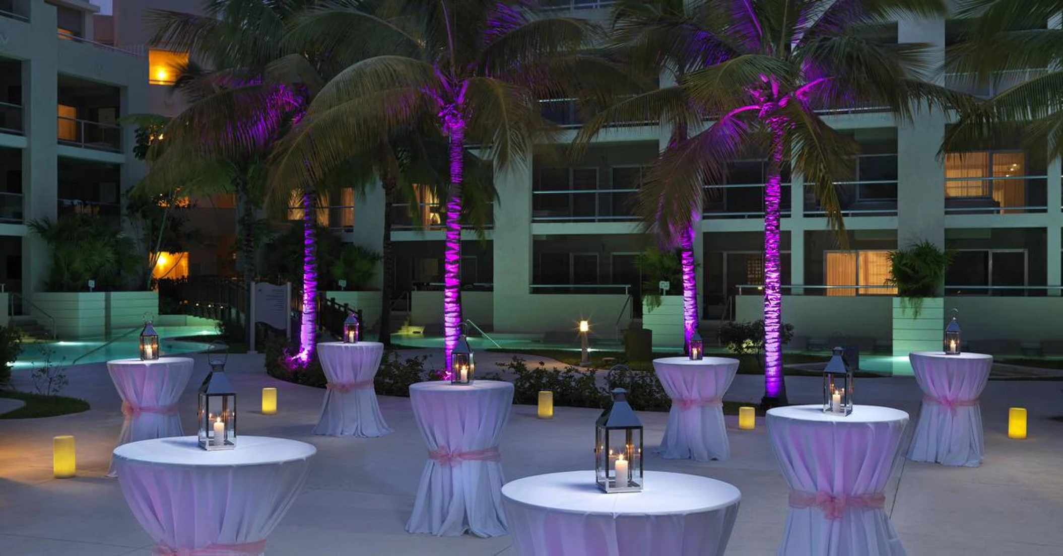 Paradisus Playa Del Carmen cocktail wedding venue at night