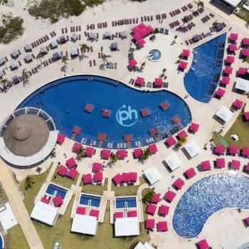 Planet Hollywood Cancun aerial resort view main pool