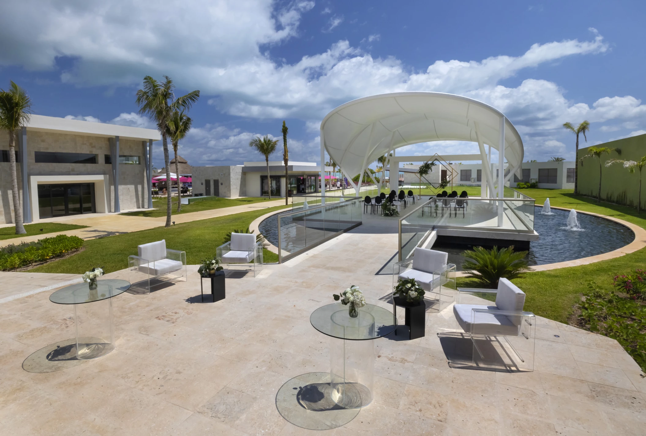 Ceremony and cocktail party on Palm Pavilion 1 and 2 at Planet Hollywood Cancun Resort and Spa