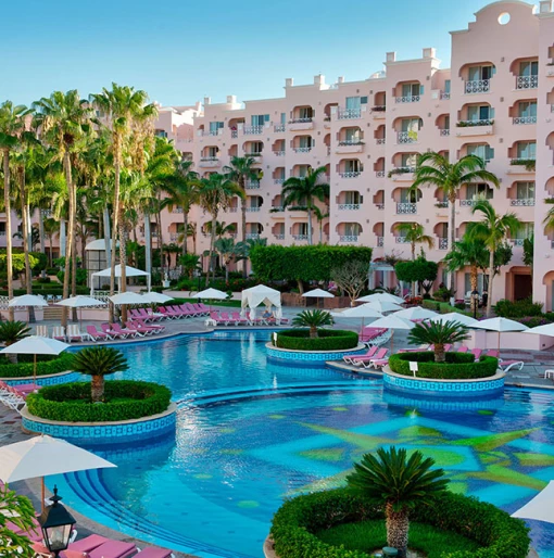 Pueblo Bonito Rose Pool and buildings.