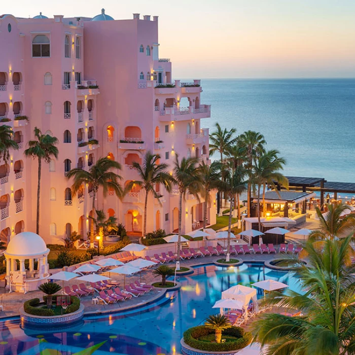 Pueblo Bonito Rose Pool and buildings.