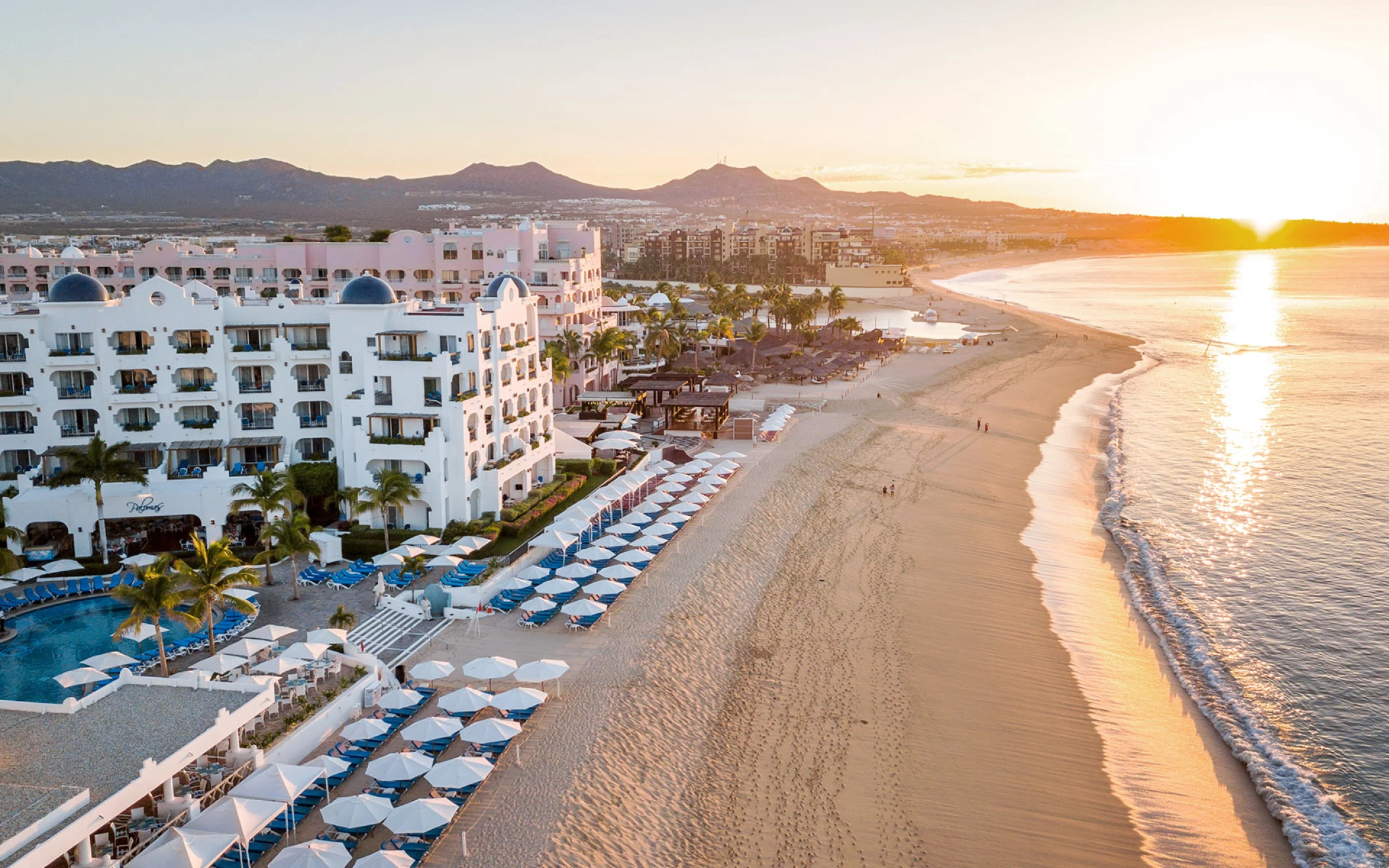 Aerial view beach club at Pueblo Bonito Los Cabos Beach Resort