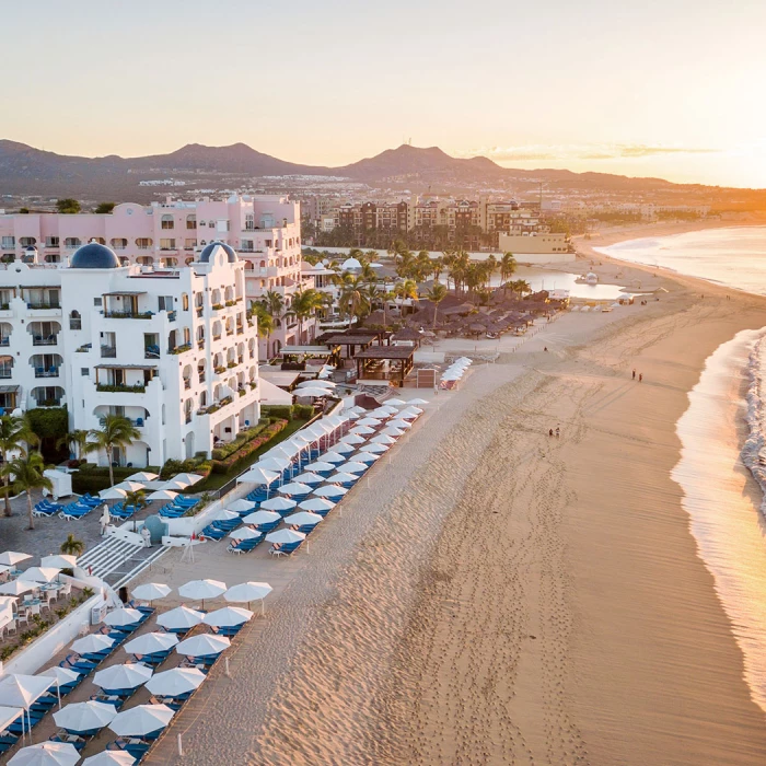 Aerial view beach club at Pueblo Bonito Los Cabos Beach Resort