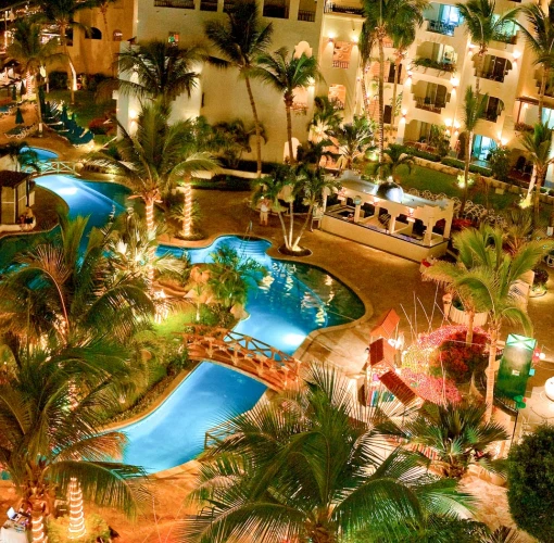 Aerial view of the main pool at Pueblo Bonito Los Cabos Beach Resort