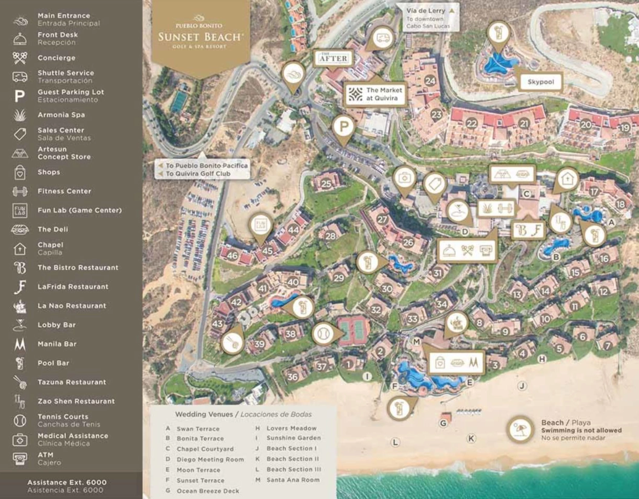 Resort map of Pueblo Bonito Los Cabos Beach Resort