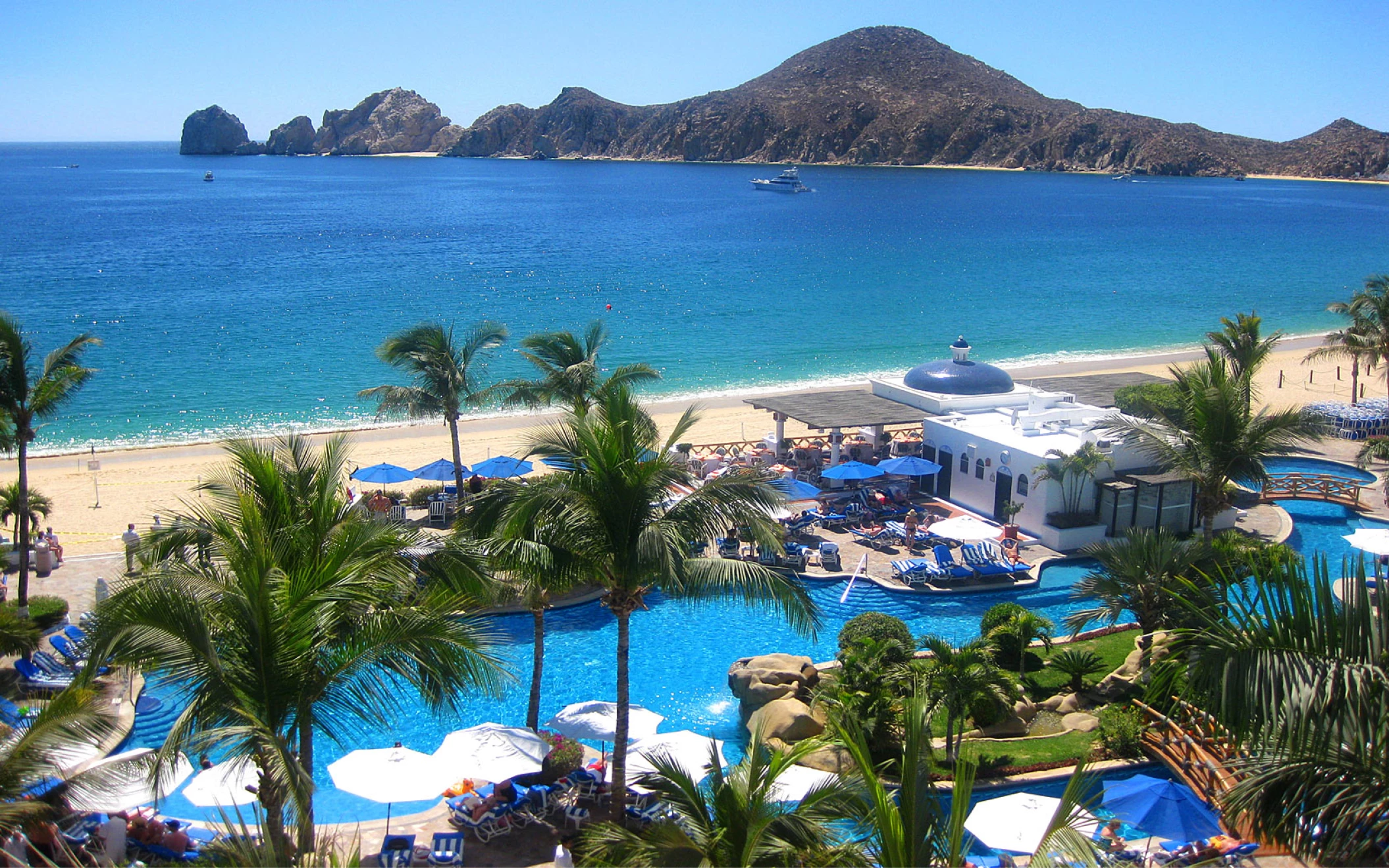 Beach and main pool view at Pueblo Bonito Los Cabos Beach Resort