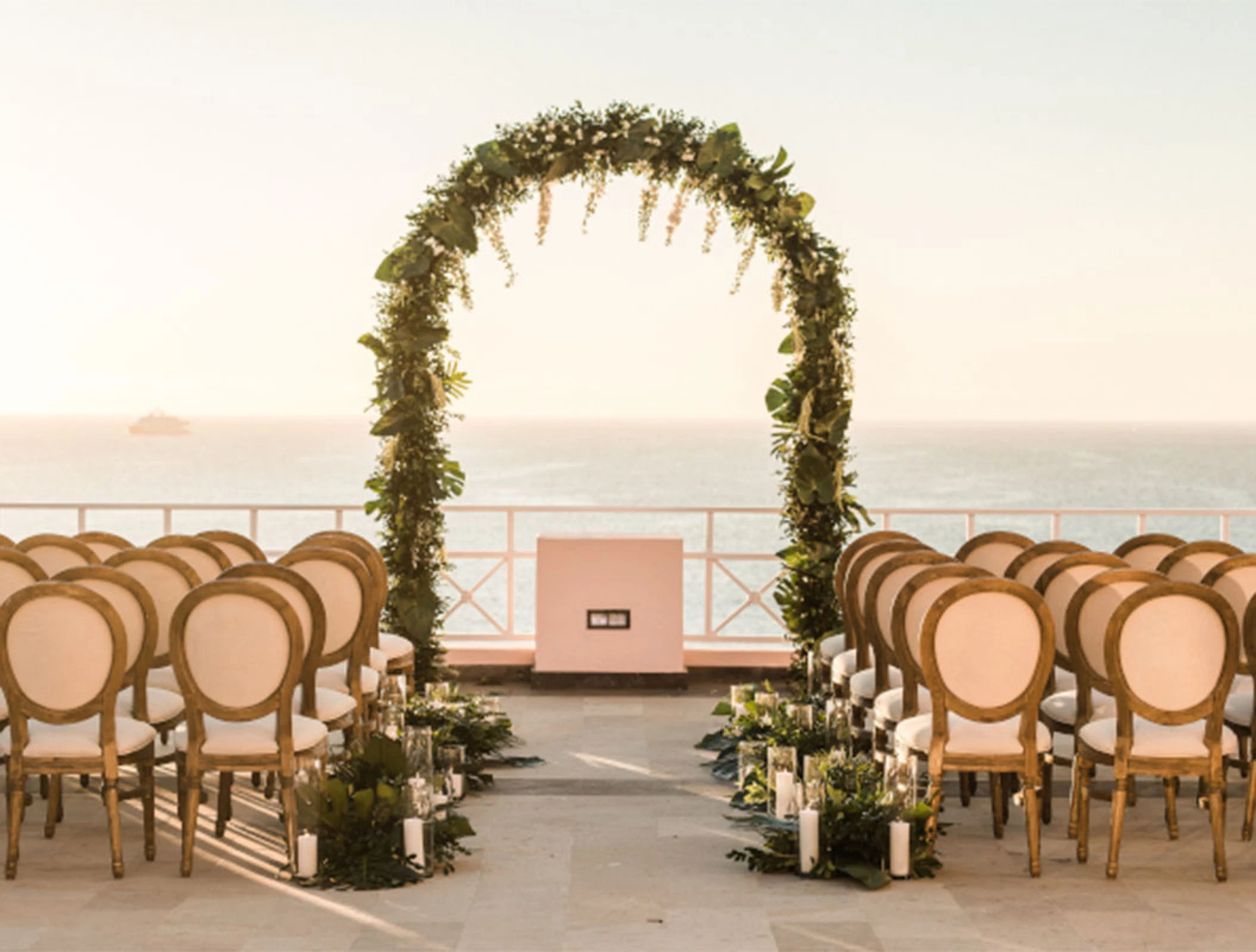 Pueblo Bonito Rose wedding setup.