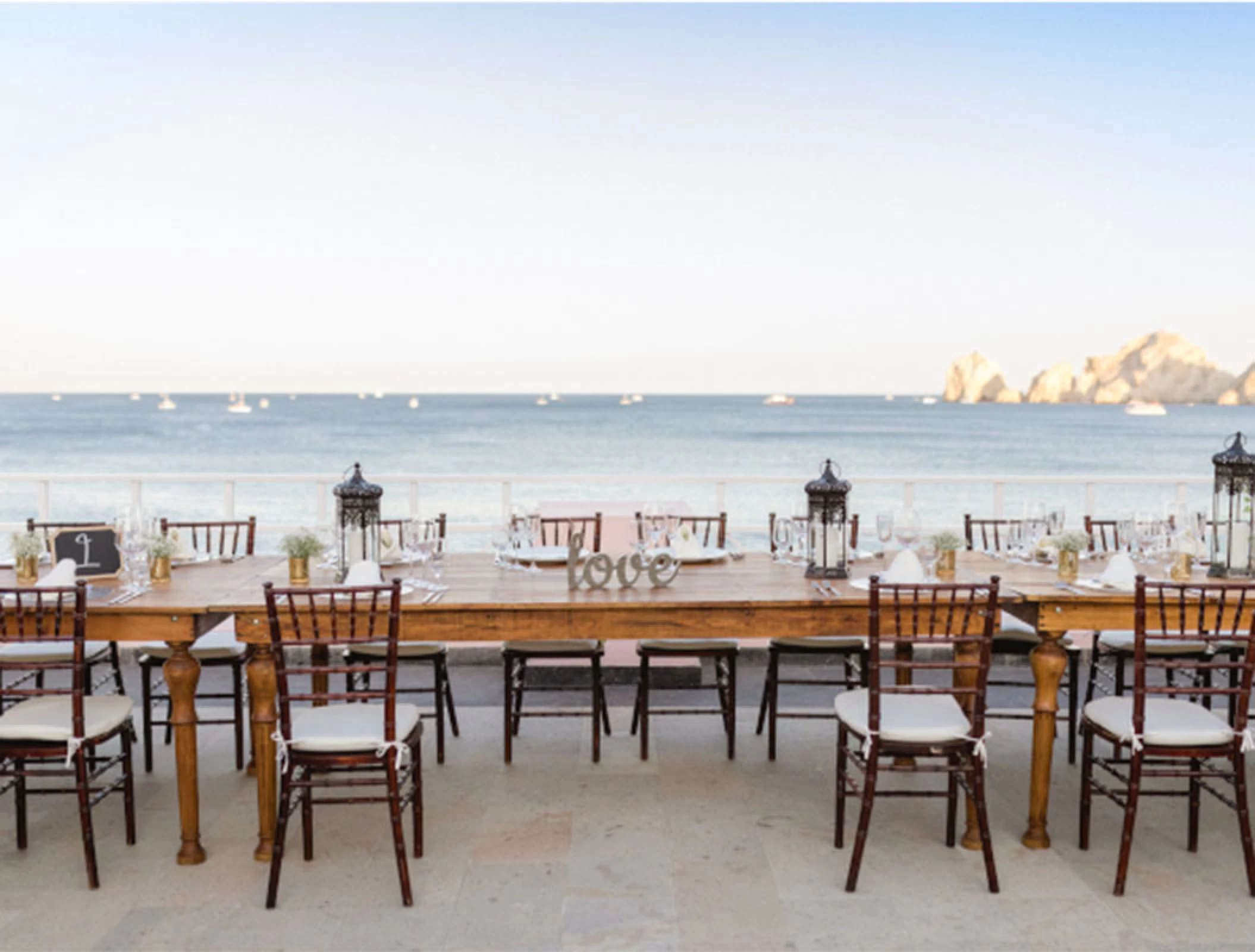 Pueblo Bonito Rose Palomas terrace wedding venue.