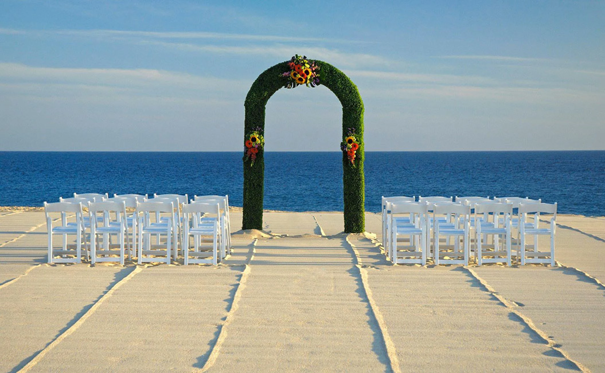 Pueblo Bonito Rose Beach wedding setup.