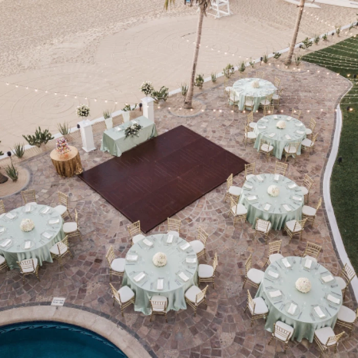 Aerial view of dinner reception at Pueblo Bonito Los Cabos Beach Resort