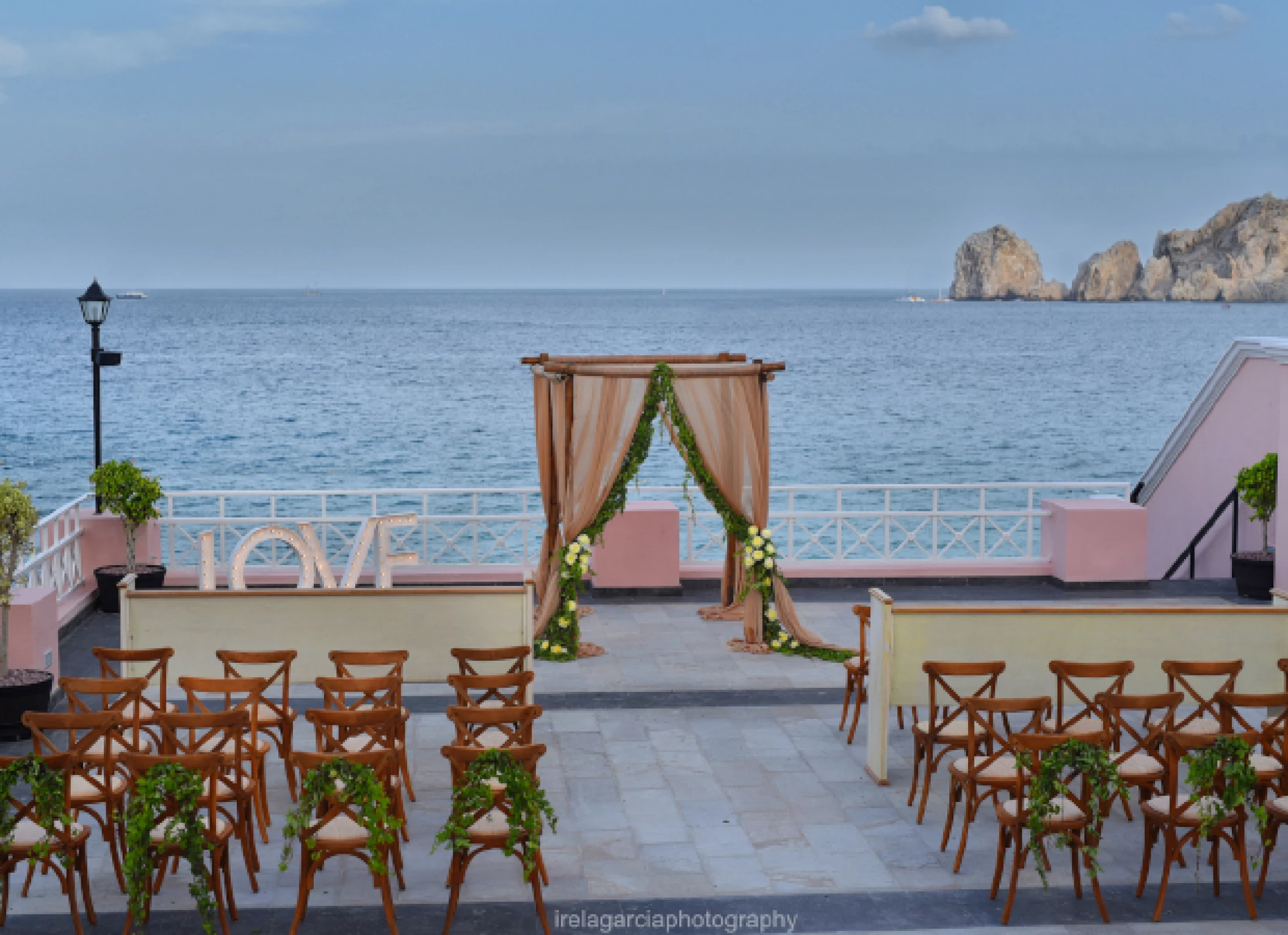 Ceremony decor at Pueblo Bonito Los Cabos Beach Resort