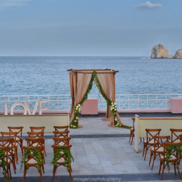 Ceremony decor at Pueblo Bonito Los Cabos Beach Resort