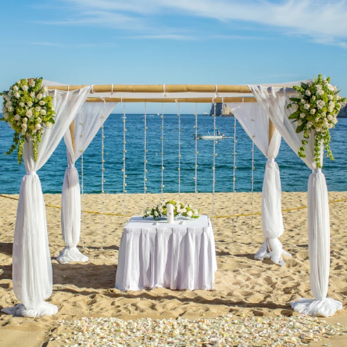 Ceremony decor at Pueblo Bonito Los Cabos Beach Resort