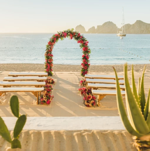 Ceremony decor at Pueblo Bonito Los Cabos Beach Resort