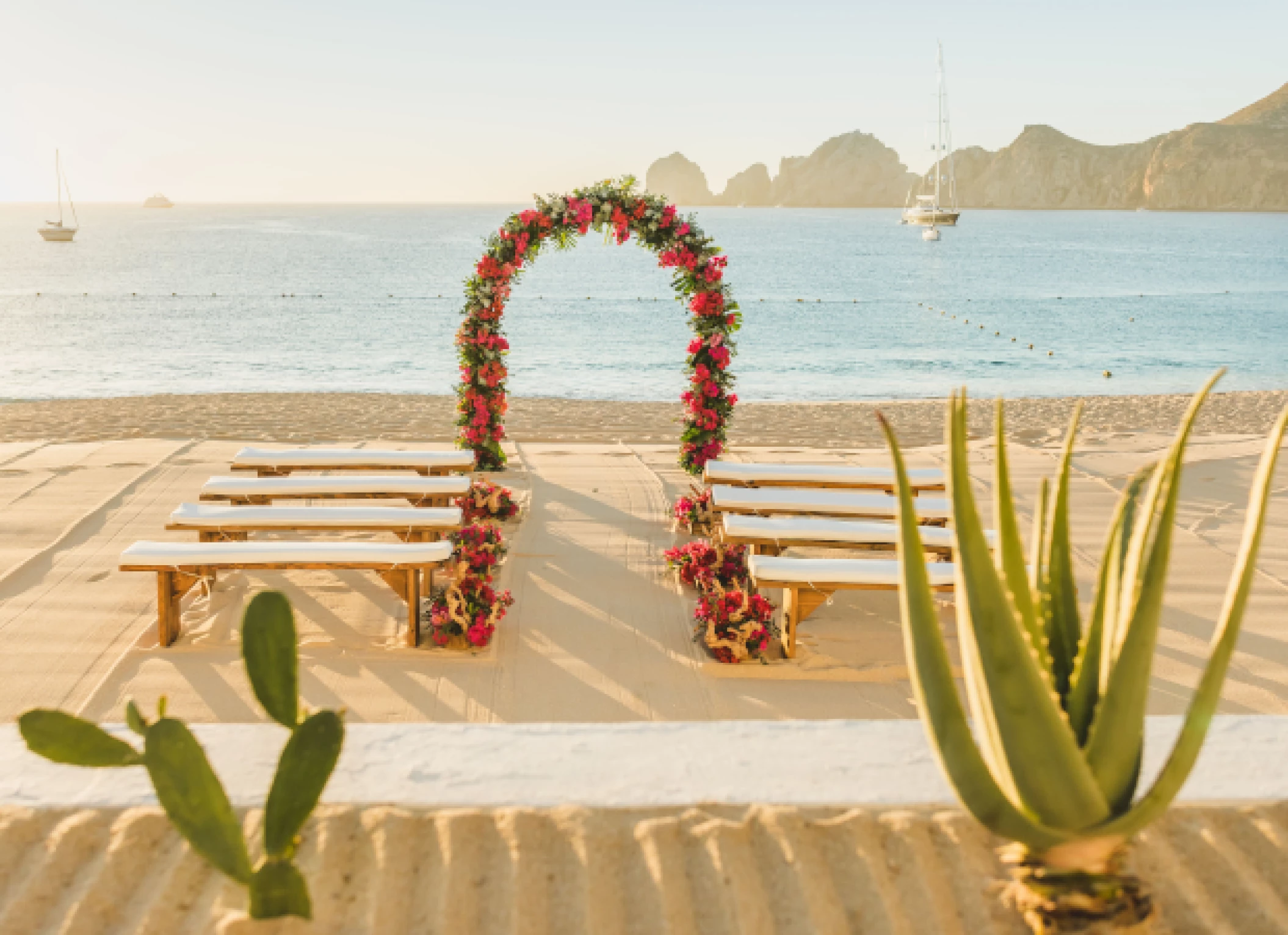 Ceremony decor at Pueblo Bonito Los Cabos Beach Resort