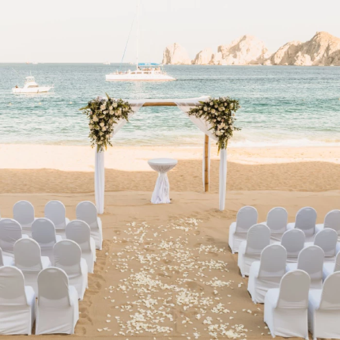 Ceremony decor at Pueblo Bonito Los Cabos Beach Resort