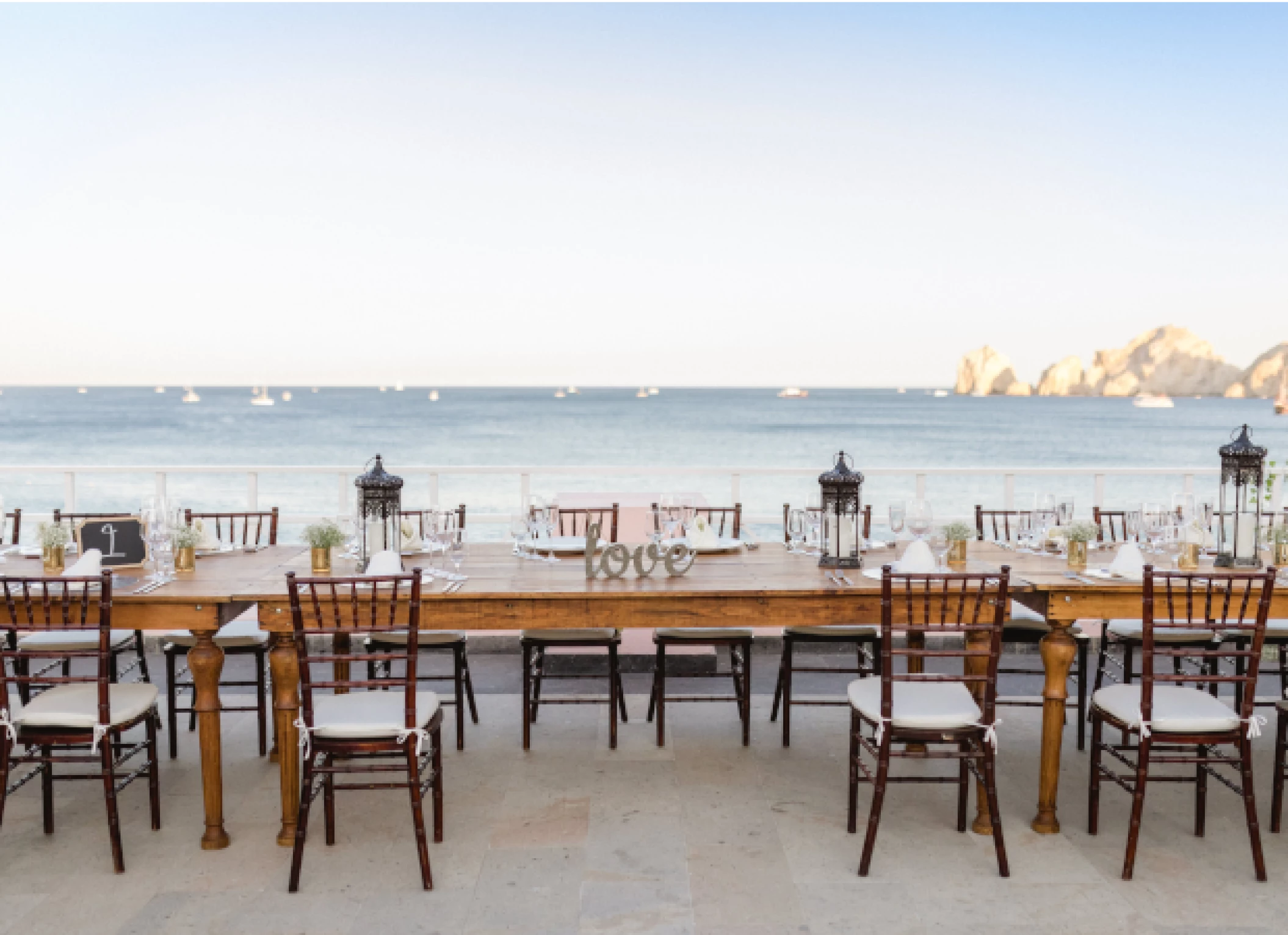 Dinner reception decor at Pueblo Bonito Los Cabos Beach Resort