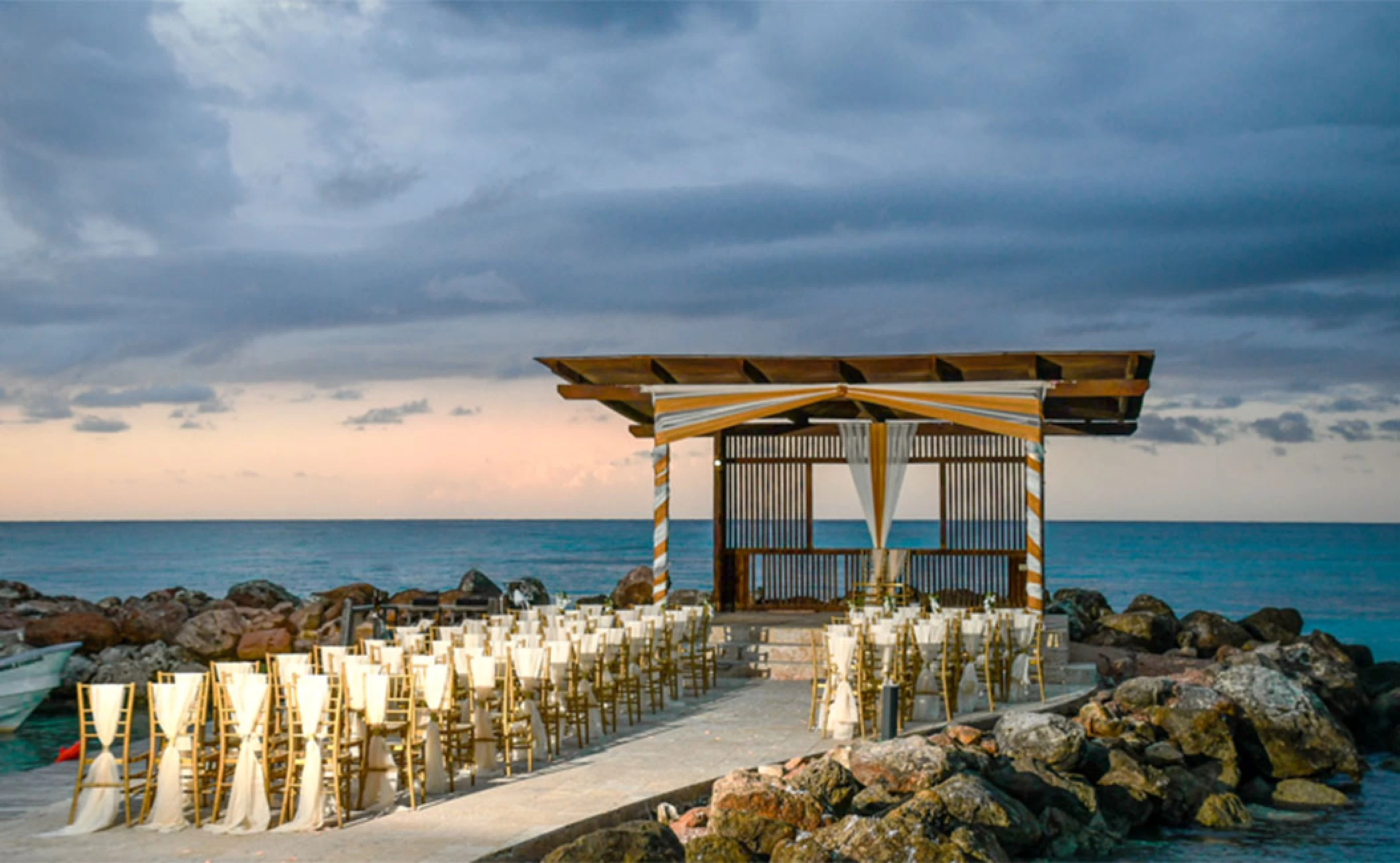 Ocean Gazebo Wedding Venue at Royalton Blue Waters.
